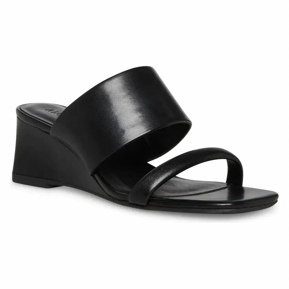 NEW ANNE KLEIN women's gaia strappy slide sandals in black